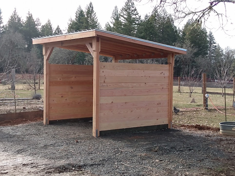 10'x20' open front shed kit with 12'x24' galvanized Delta Rib metal roof