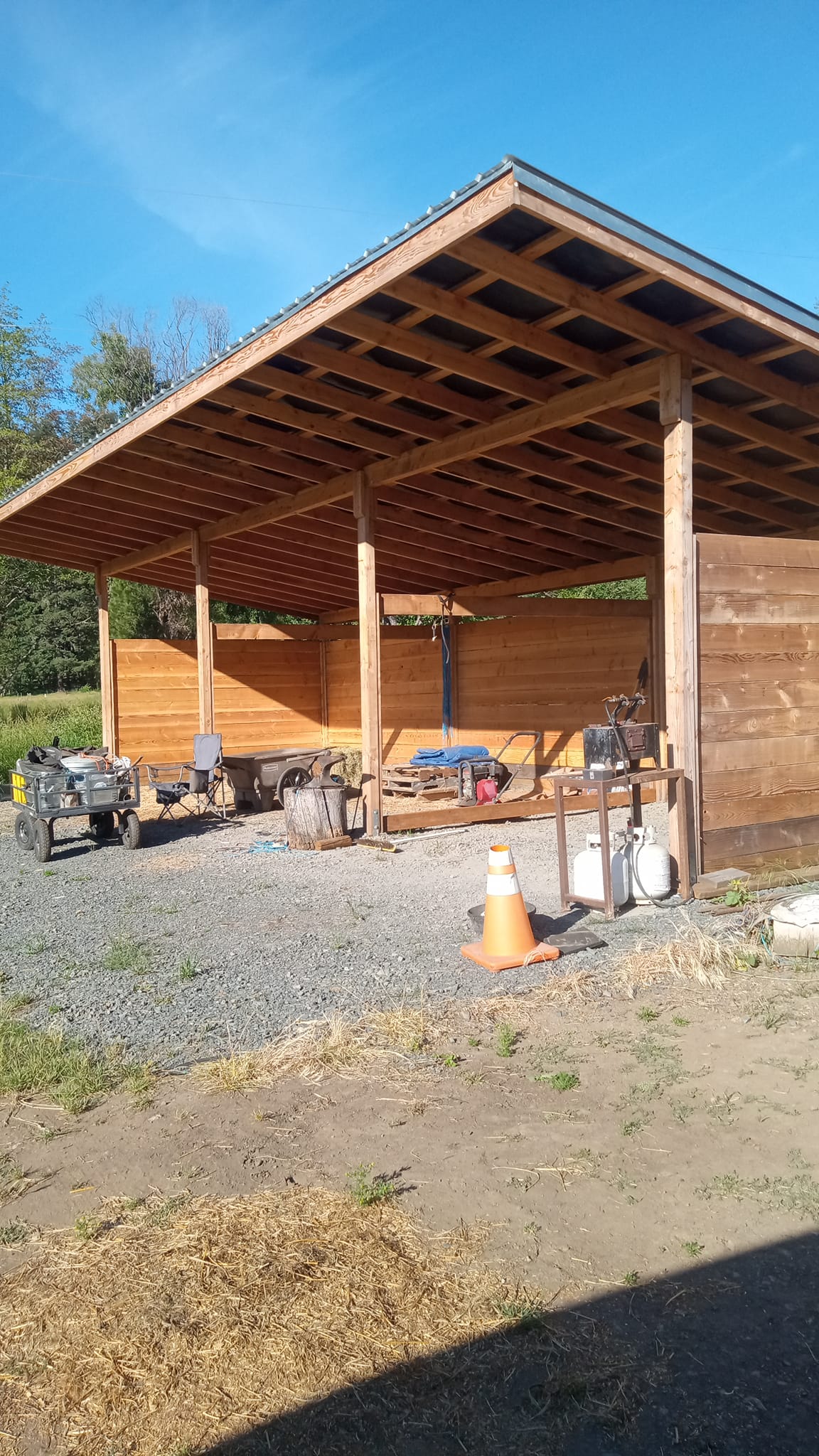 12'x 36' horse shelter with optional predator proof stall conversion with split stall door