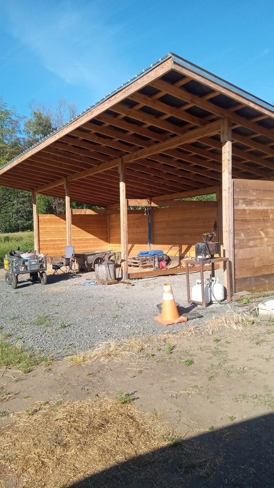 12'x 36' horse shelter with optional predator proof stall conversion with split stall door